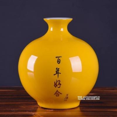 BÌNH HÚT TÀI LỘC SEN VỊT MEN VÀNG